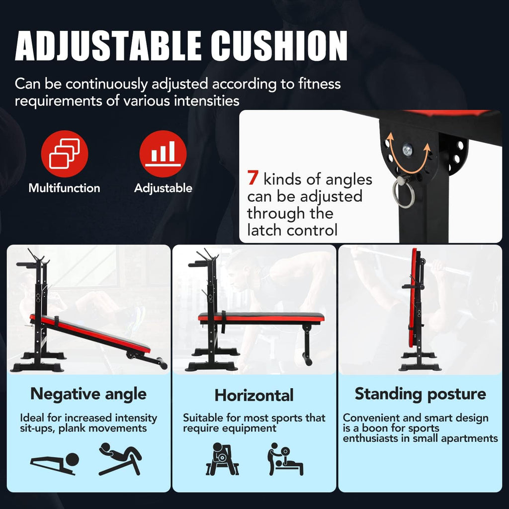 Adjustable Weight Bench with Barbell Rack X4161
