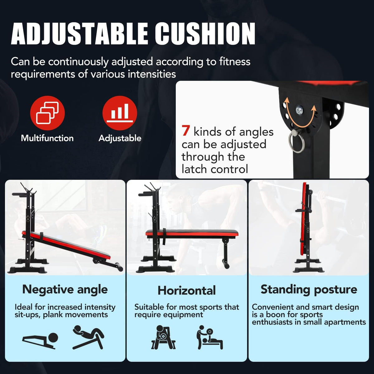Adjustable Weight Bench with Barbell Rack X4161