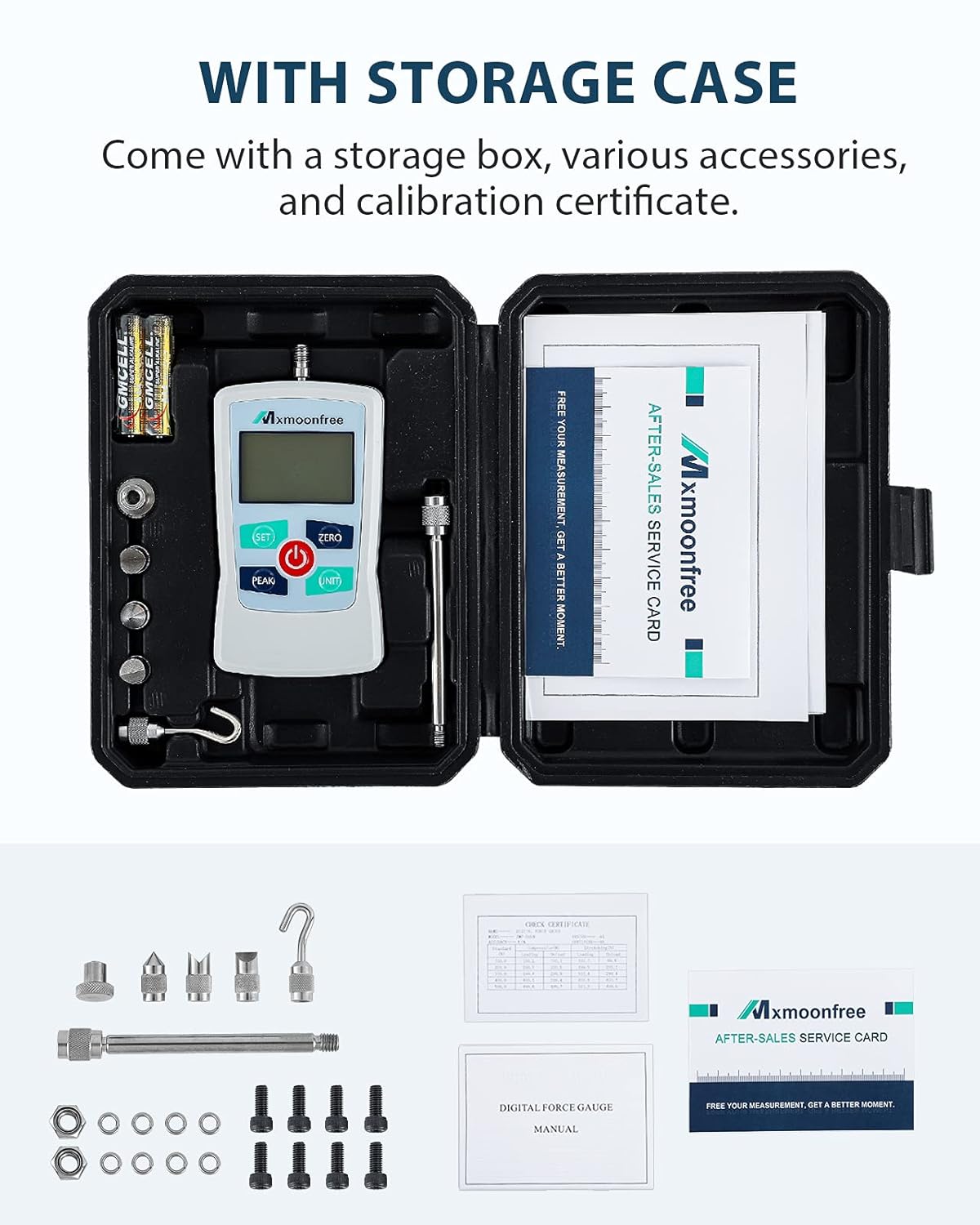 500N Digital Force Gauge Portable Force Meter with Storage Case X53577