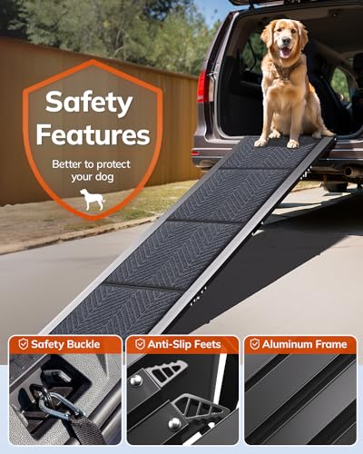 63" Long 17" Wide Folding Pet Ramp with Non-Slip Carpet Surface M8086