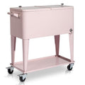 80 Quart Rolling Ice Chest on Wheels Drink Cooler Cart with Shelf J93118