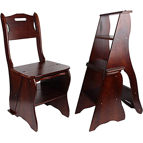 4 Step Dual Purpose Wooden Folding Step Stool (Brown) O616821
