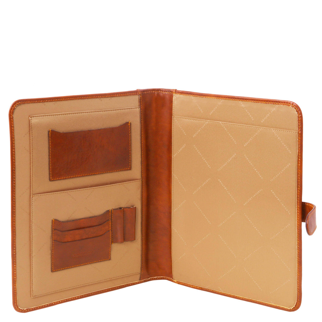Brown Leather Document Case with Button Closure A612