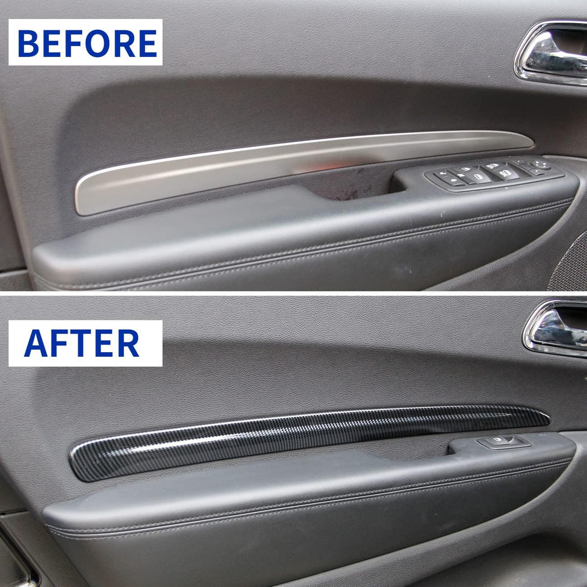 Carbon Fiber 4 Doors Panel Decor Trim Cover Pack of 2 N53679