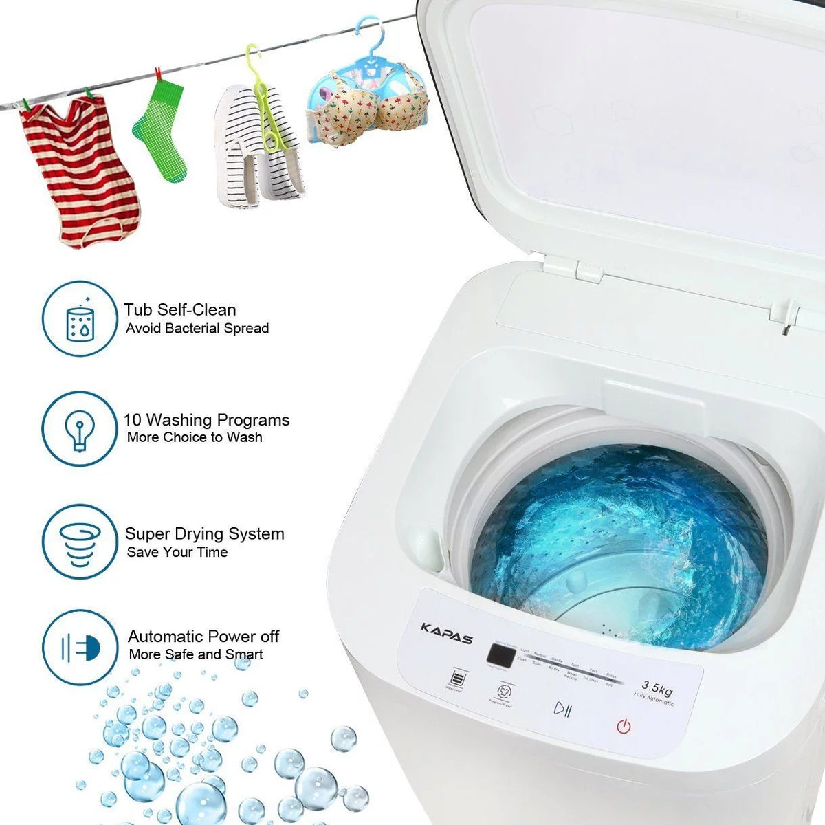 Compact Washing Machine with 8 lbs Capacity Top Load Tub Washer W7357