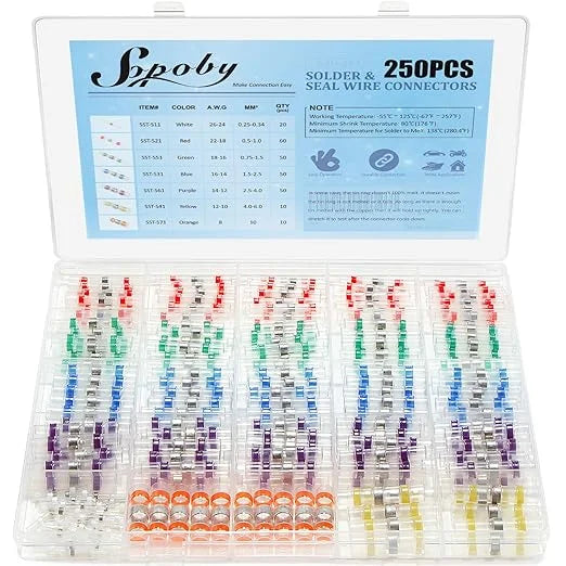 250PCS Self-Solder Heat Shrink Waterproof Wire Connectors Y420