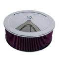 Single 2, 3, 4-Barrel 5 1/8 inch Diameter Chromed Steel Round Air Cleaner with Reusable Filter Z382