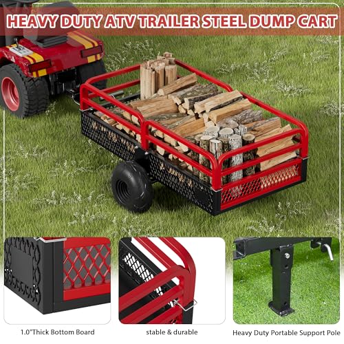 Heavy Duty Steel Dump Cart Utility Trailer, 1500 lbs 15 Cubic Feet with Removable Sides R3076