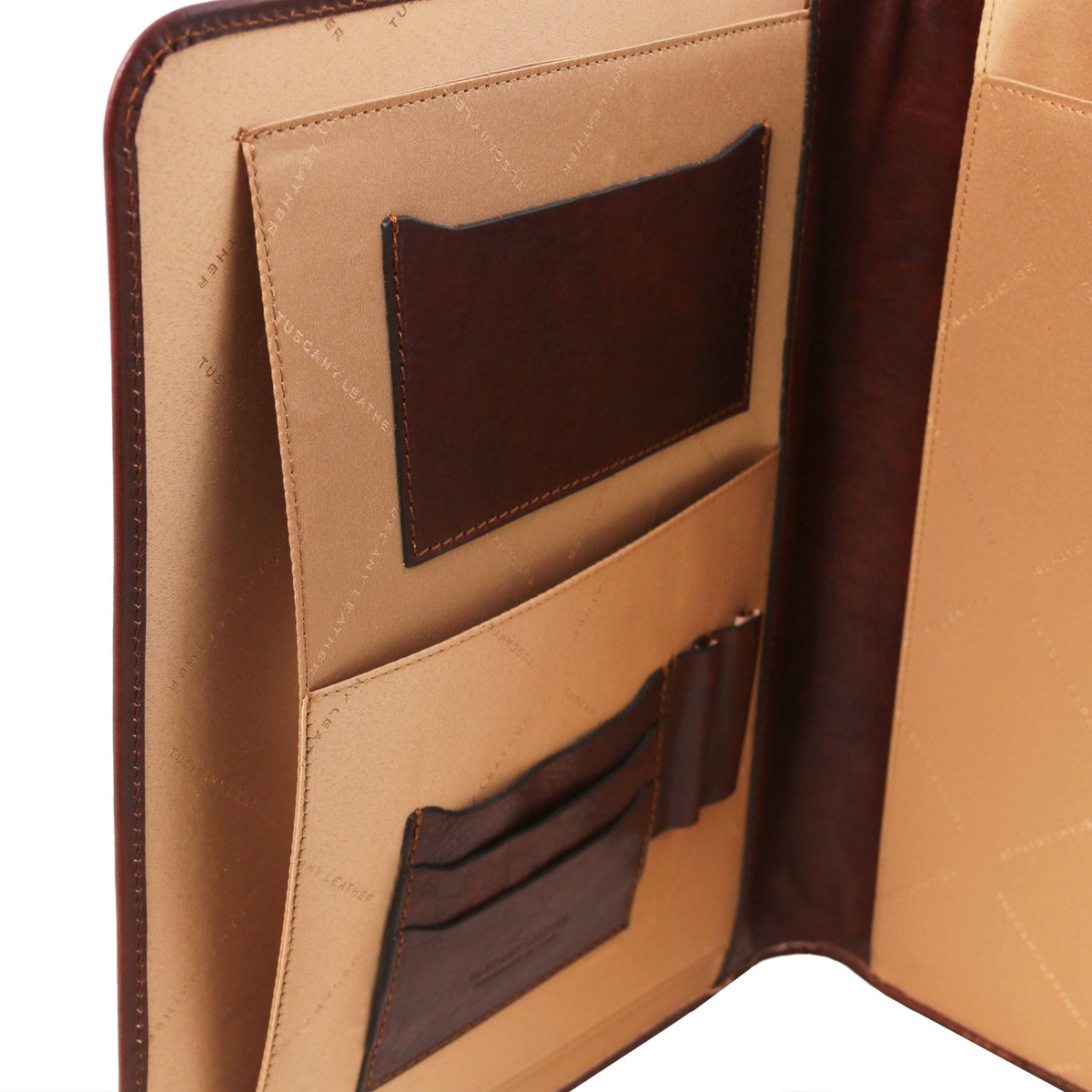 Brown Leather Document Case with Button Closure A612