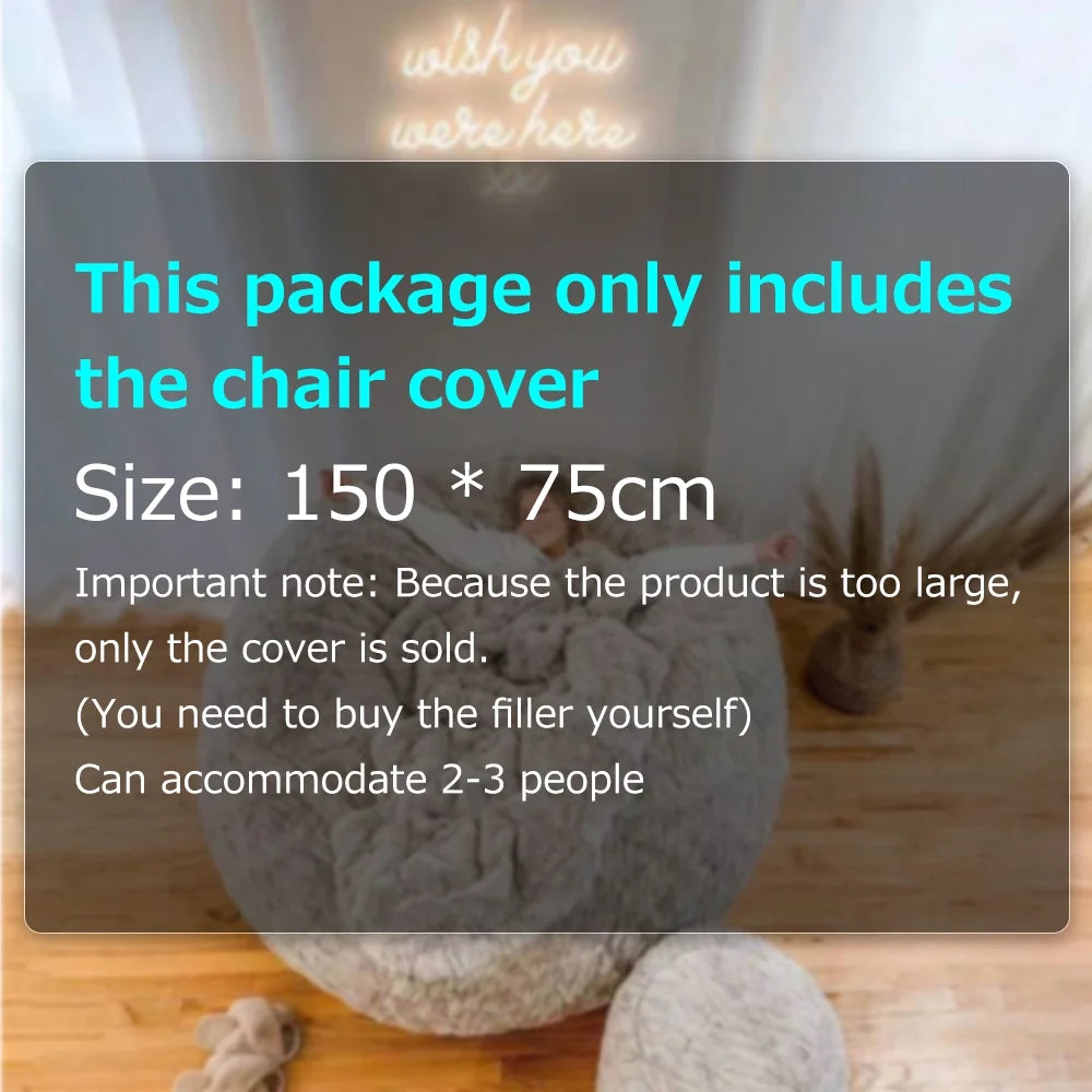 Large Round Soft Fluffy Bean Bag Chair Cover O63486