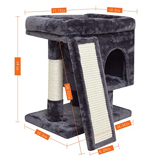Beige Small Cat Tree with Scratching Post and Cave J465152