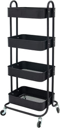 4-Tier Metal Mesh Rolling Utility Cart E553