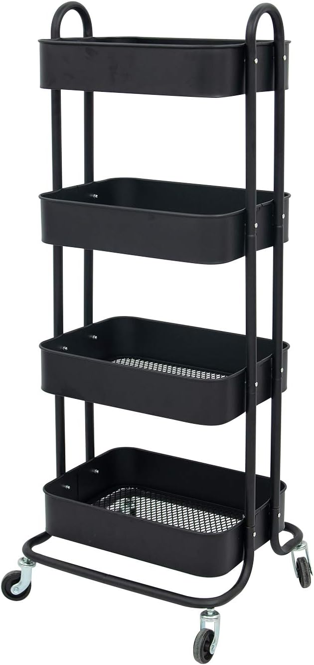 4-Tier Metal Mesh Rolling Utility Cart E553