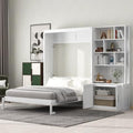 White Solid Wood Queen Size Murphy Bed with Desk R270024