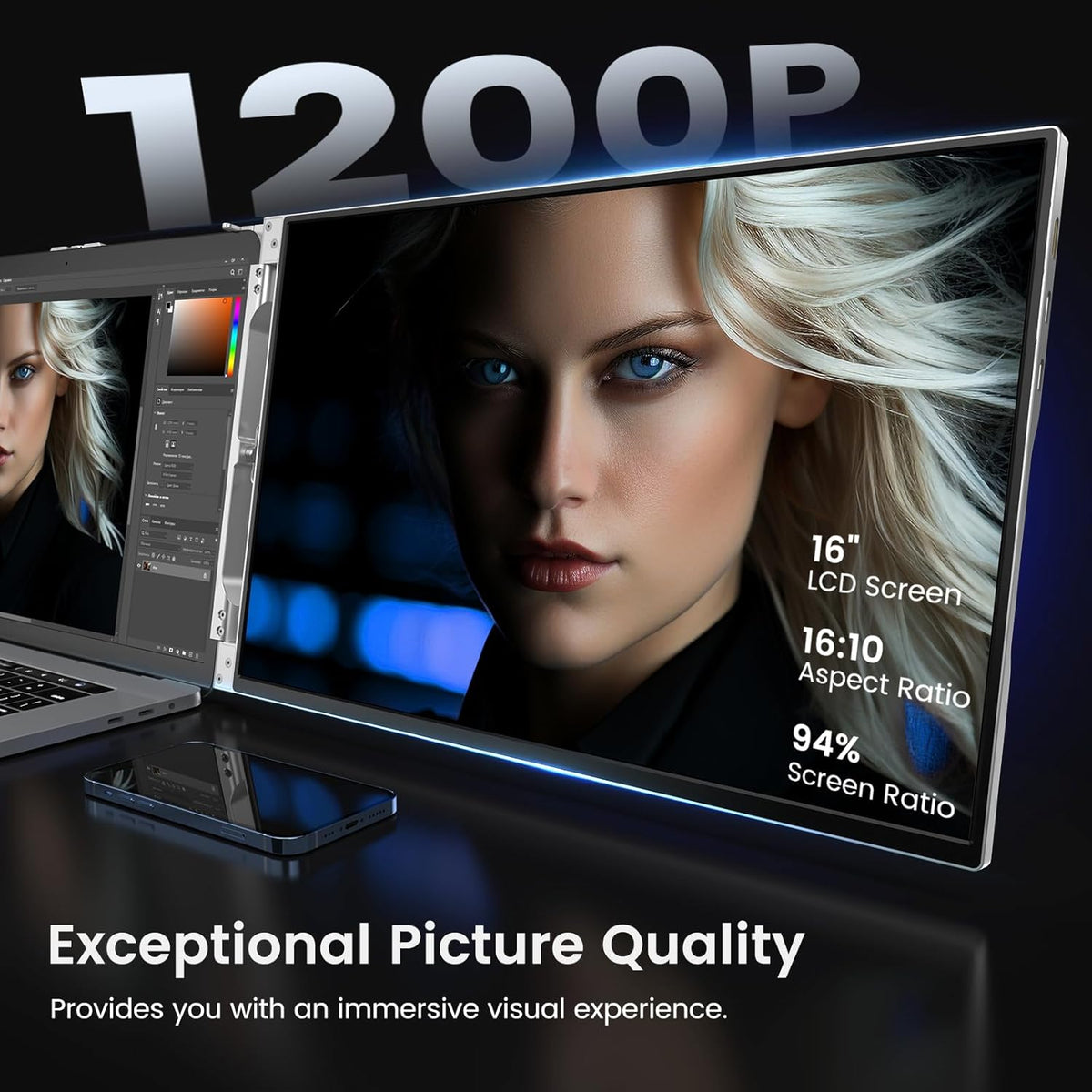 Portable Triple Monitor for Laptop K654