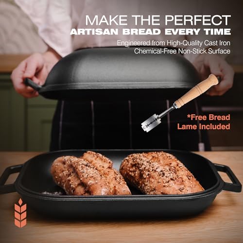 Black Heavy Duty Cast Iron Bread Pan with Lid E6383