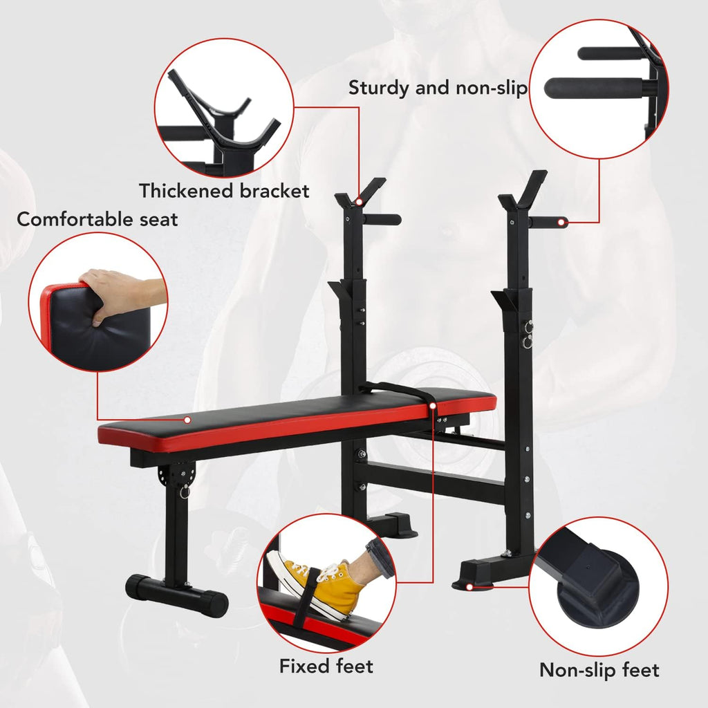 Adjustable Weight Bench with Barbell Rack X4161