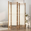 Cream White 4-Panel Bamboo Room Divider I596