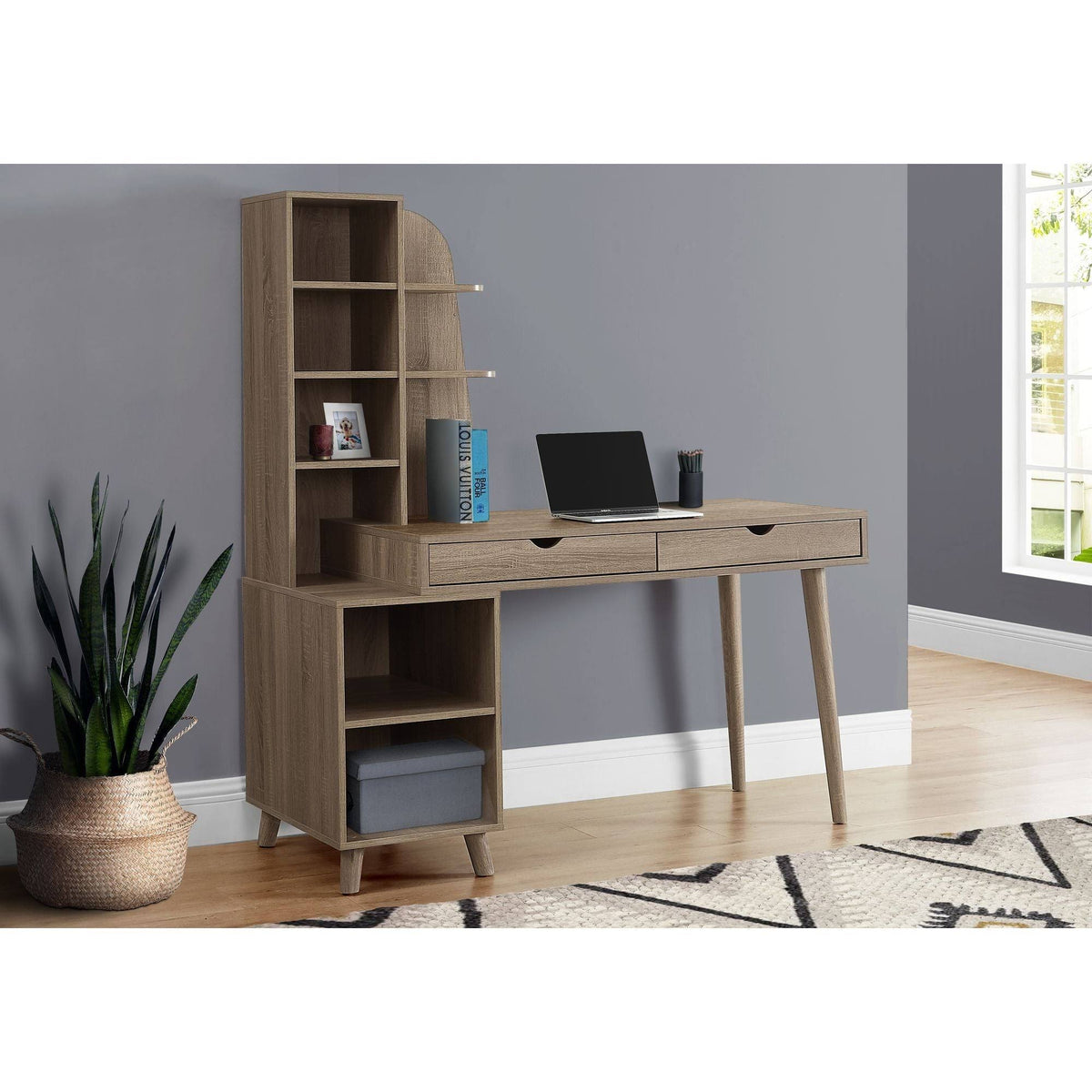 Computer Desk with Bookcase P524