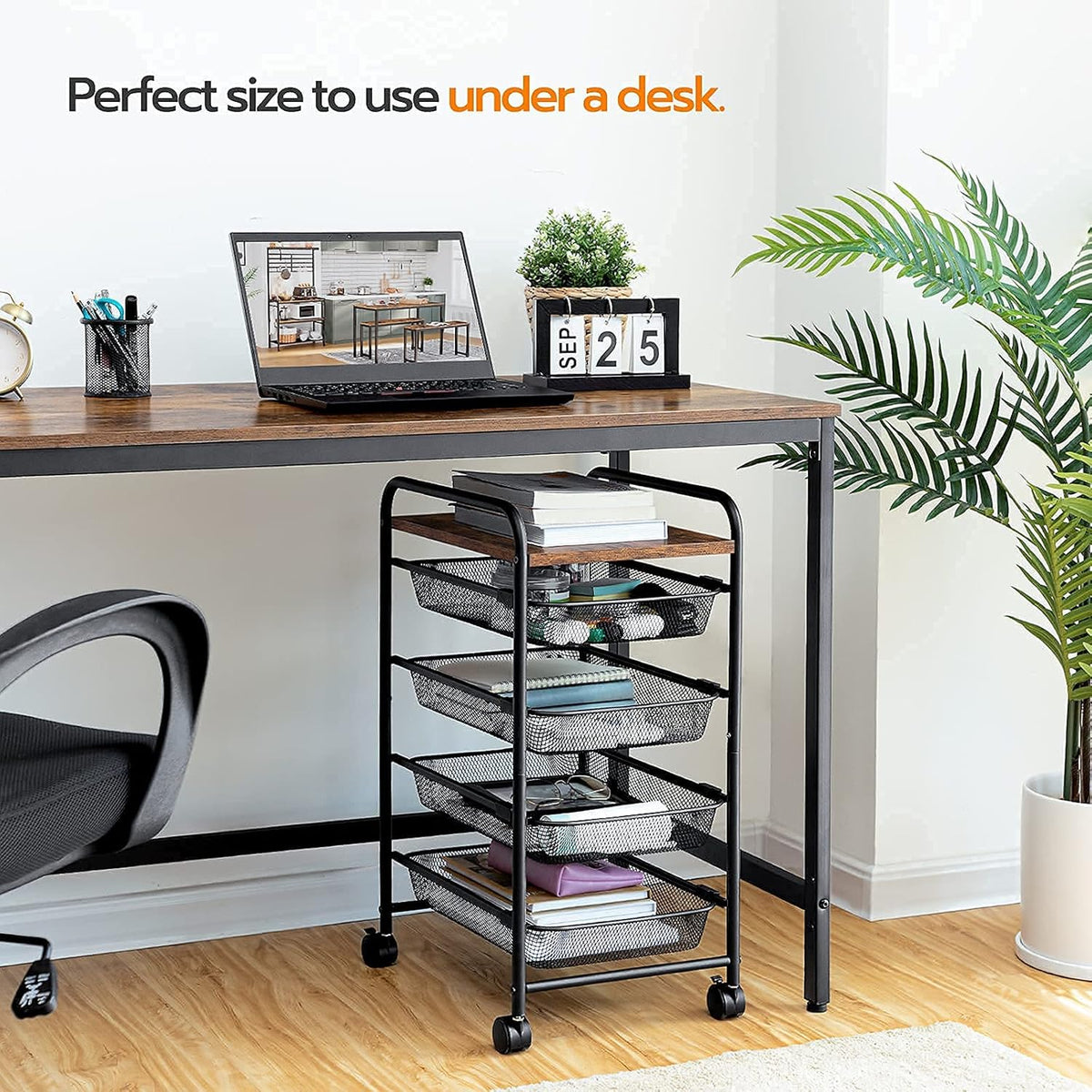 5 Tier Rolling Cart with Mesh Drawers and Wheels X9074