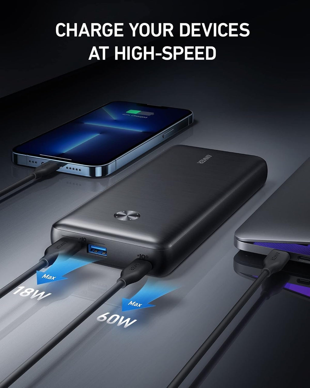 Portable Charger 25,600 mAh 65W PD Wall Charger Battery Pack C83826