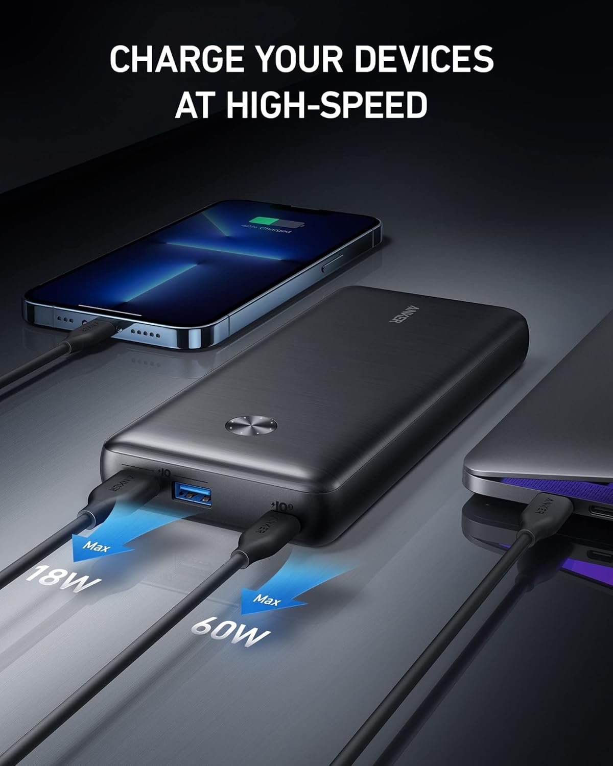 Portable Charger 25,600 mAh 65W PD Wall Charger Battery Pack C83826