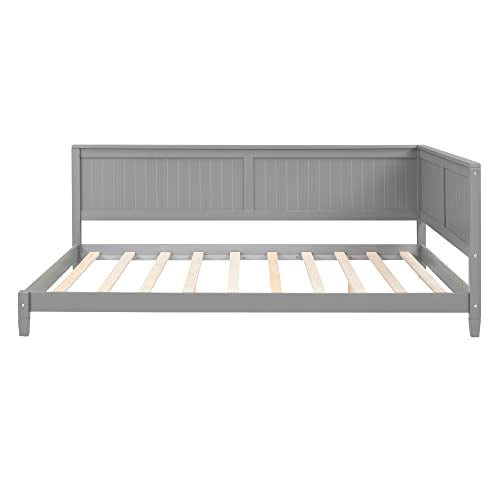 Full Daybed Frame, Full Size Platform Bed with Slat Support, Wood Full Sofa Bed B27282
