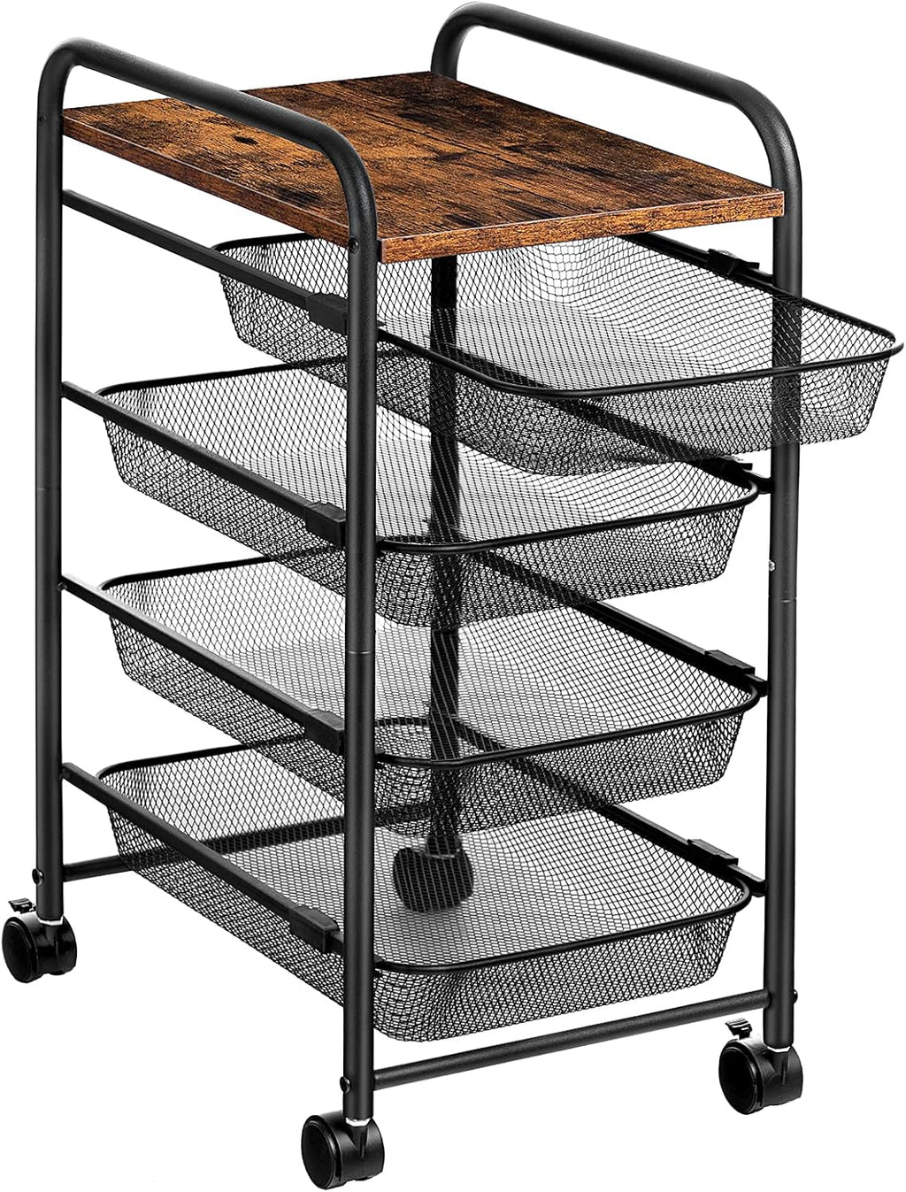 5 Tier Rolling Cart with Mesh Drawers and Wheels X9074