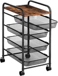 5 Tier Rolling Cart with Mesh Drawers and Wheels X9074