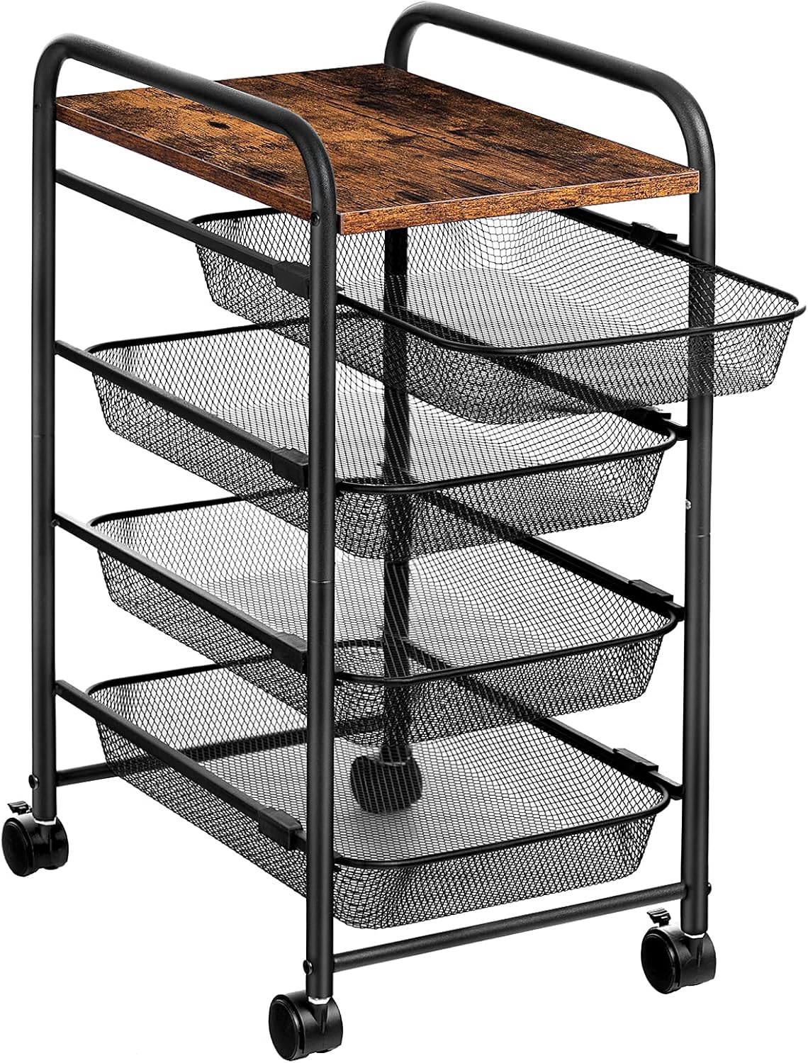 5 Tier Rolling Cart with Mesh Drawers and Wheels X9074
