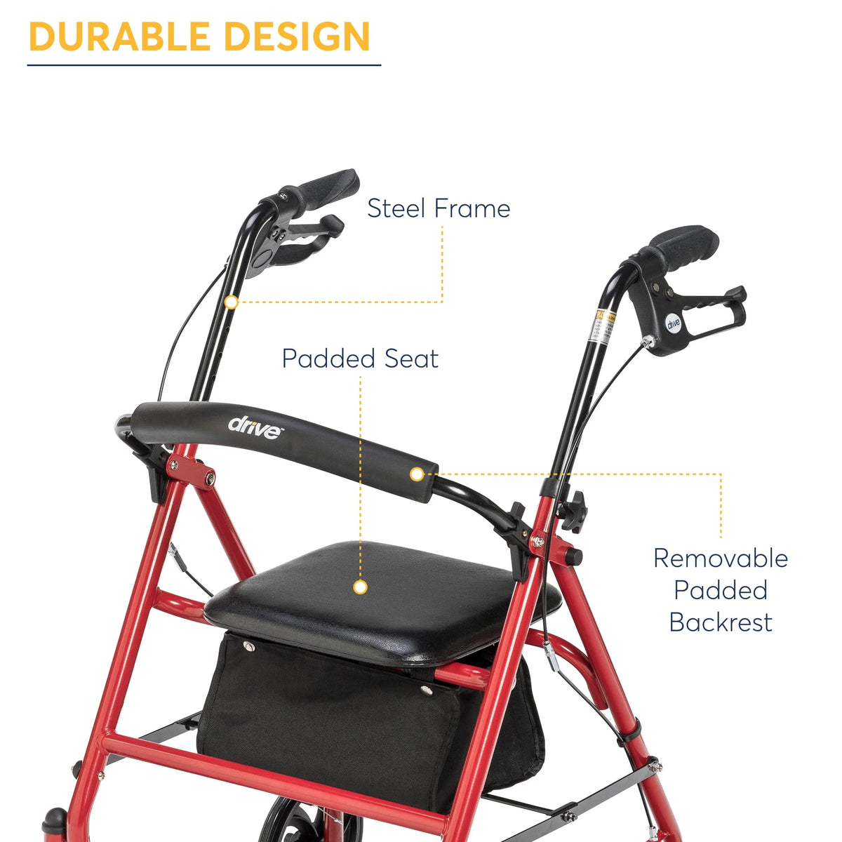 Red 4-Wheel Rollator with 7.5 Casters U267264