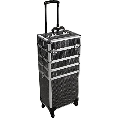 Silver Aluminum Rolling Makeup Train Case with 4 Removable Wheels Y65044