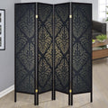 Black Damask Print Folding Screen H702104