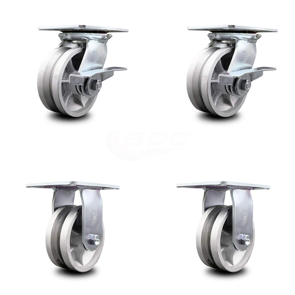 Heavy Duty Swivel Caster with 8 x 2 Silver Wheel, Pack of 2 T223