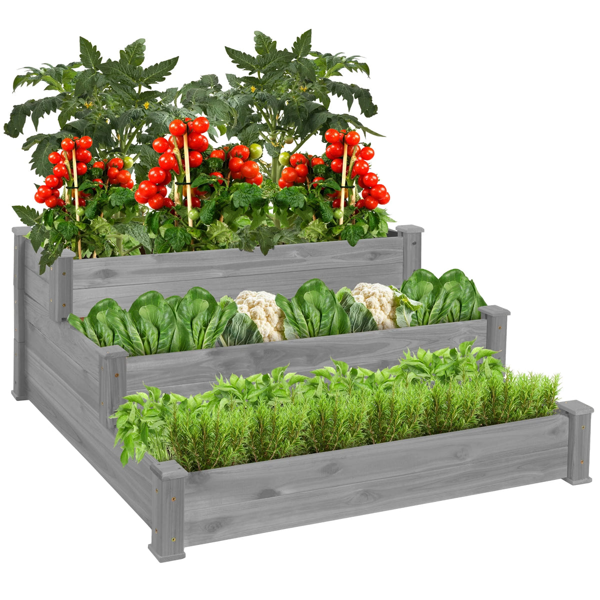 3-Tier Fir Wood Raised Garden Bed Planter J268177