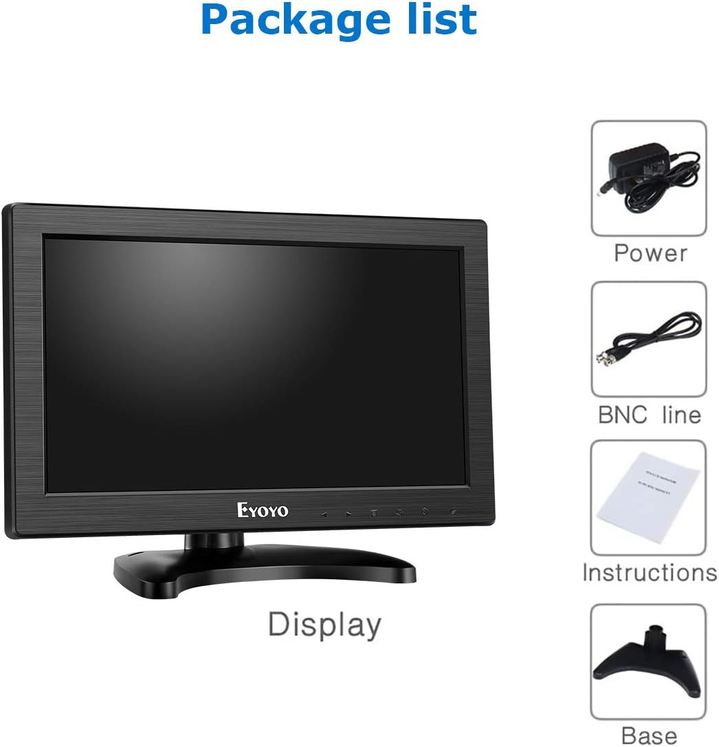 12" TFT LCD Monitor with AV HDMI BNC VGA Input 1366x768 Portable HD Display with Built-in Speaker H33730