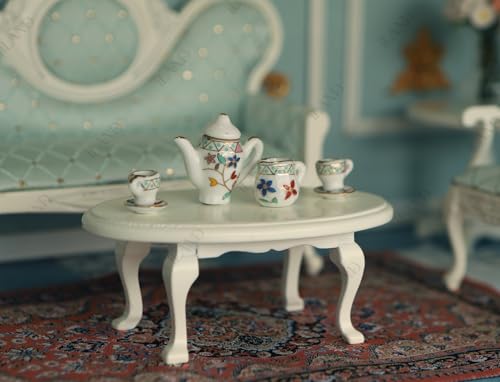 Victorian Dollhouse Furniture Set, 1/12 Scale 8pcs White & Green G614