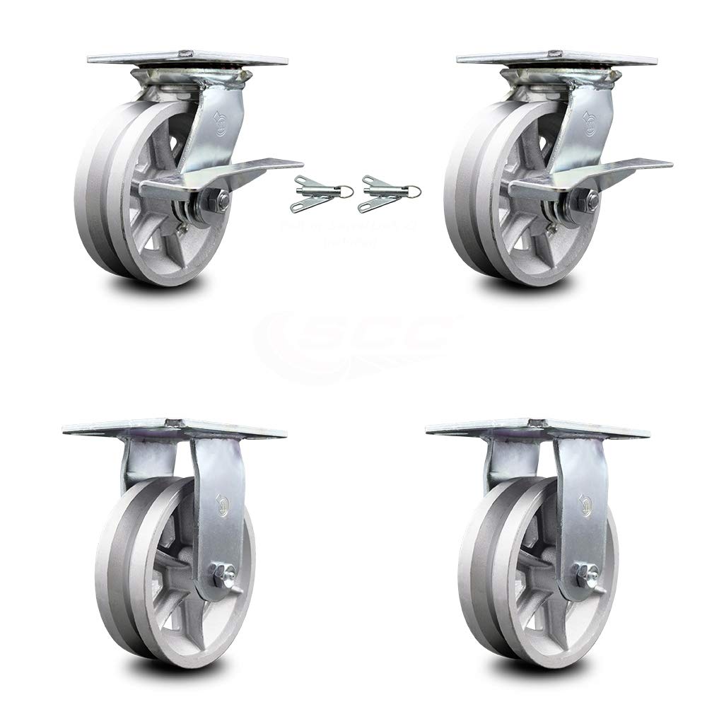 Heavy Duty Swivel Caster with 8 x 2 Silver Wheel, Pack of 2 T223