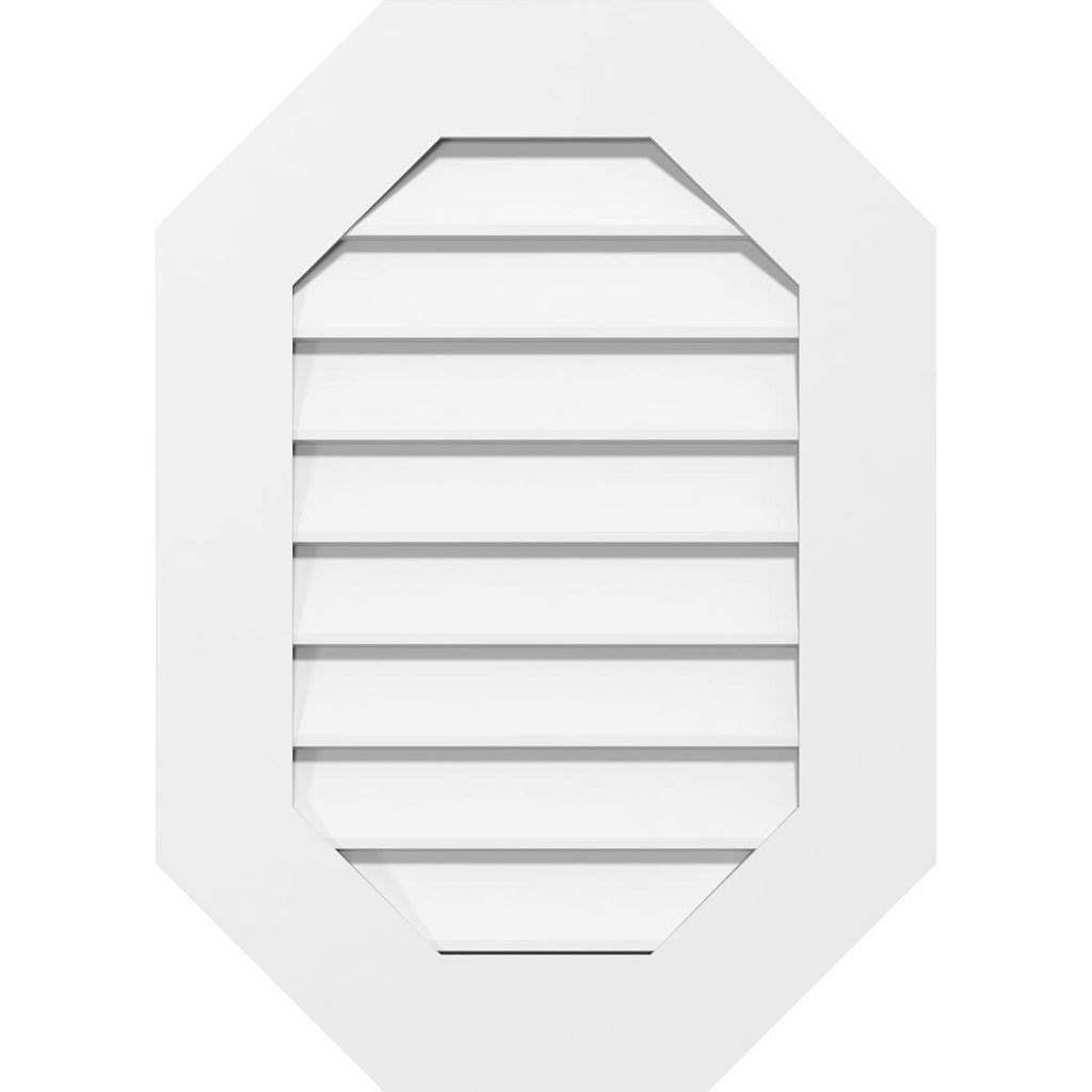 30x22W x 38x22H Vertical Elongated Octagon PVC Gable Vent O370320