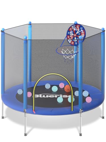 6FT Toddler Trampoline with Basketball Hoop and Enclosure Net Z907238