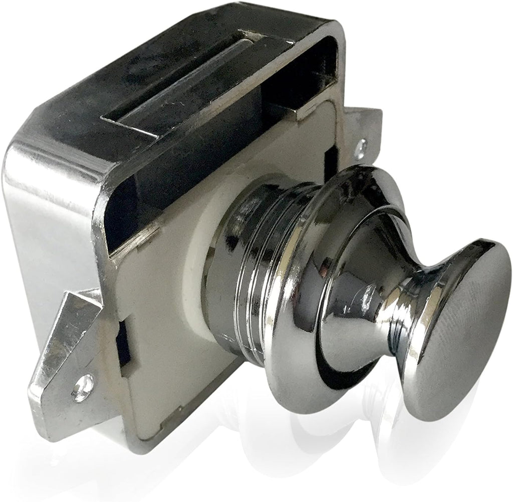 Package of Ten Keyless Push Button Cabinet Latch, Plastic, Chrome Plated T133986