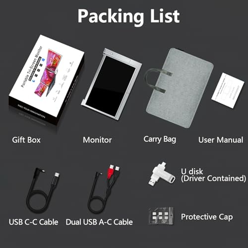 Portable Monitor 15.6inch FHD 1080P USB C HDMI Ultra-Slim IPS Display with Smart Cover & Speakers I864