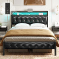 Queen Upholstered Platform Bed Frame with Storage Headboard Q98507