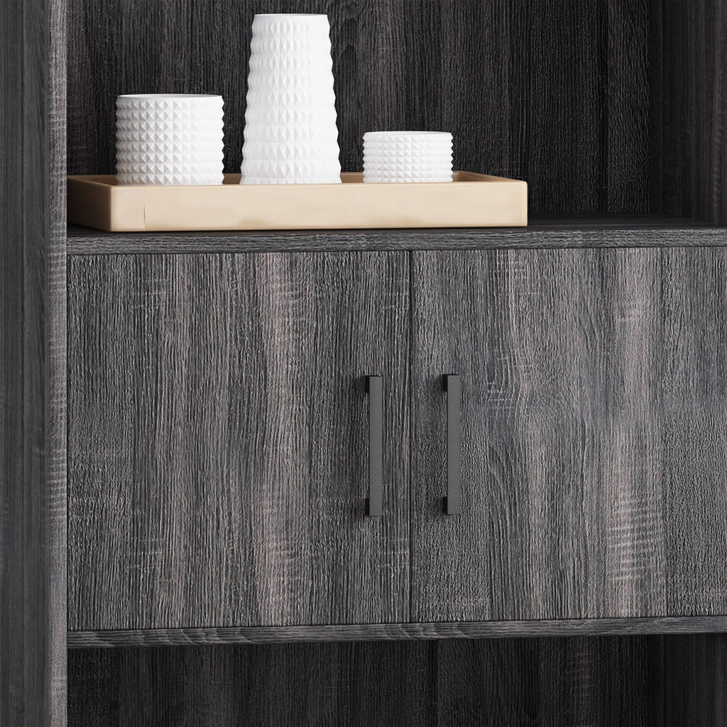 Walnut and Black Faux Wood Cube Bookcase N777092