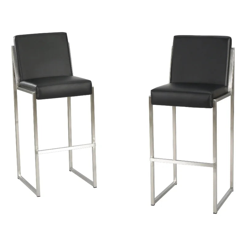 Black Leather Barstool Set of 2 H394