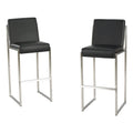 Black Leather Barstool Set of 2 H394
