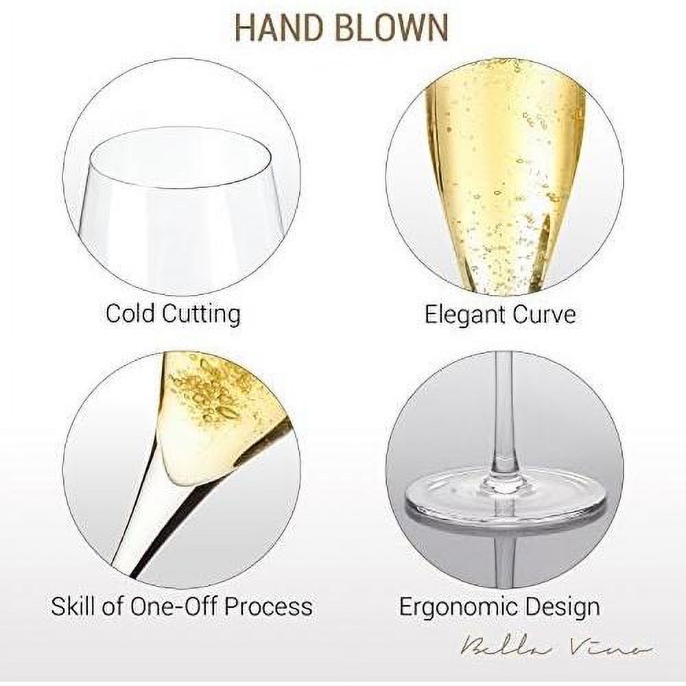 Hand Blown Crystal Champagne Flutes Set Of 2 U229