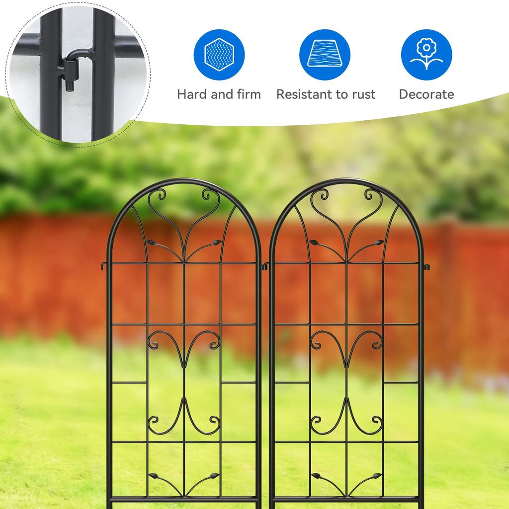 Black Metal Garden Arch Trellises 2 Pack R881362