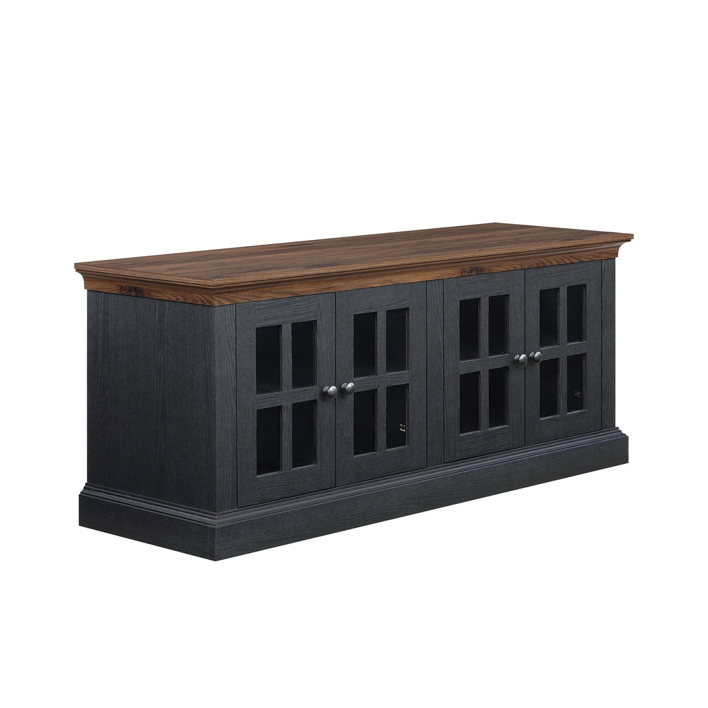 4-door TV Stand for TVs up to 85", White/Walnut Finish B455757