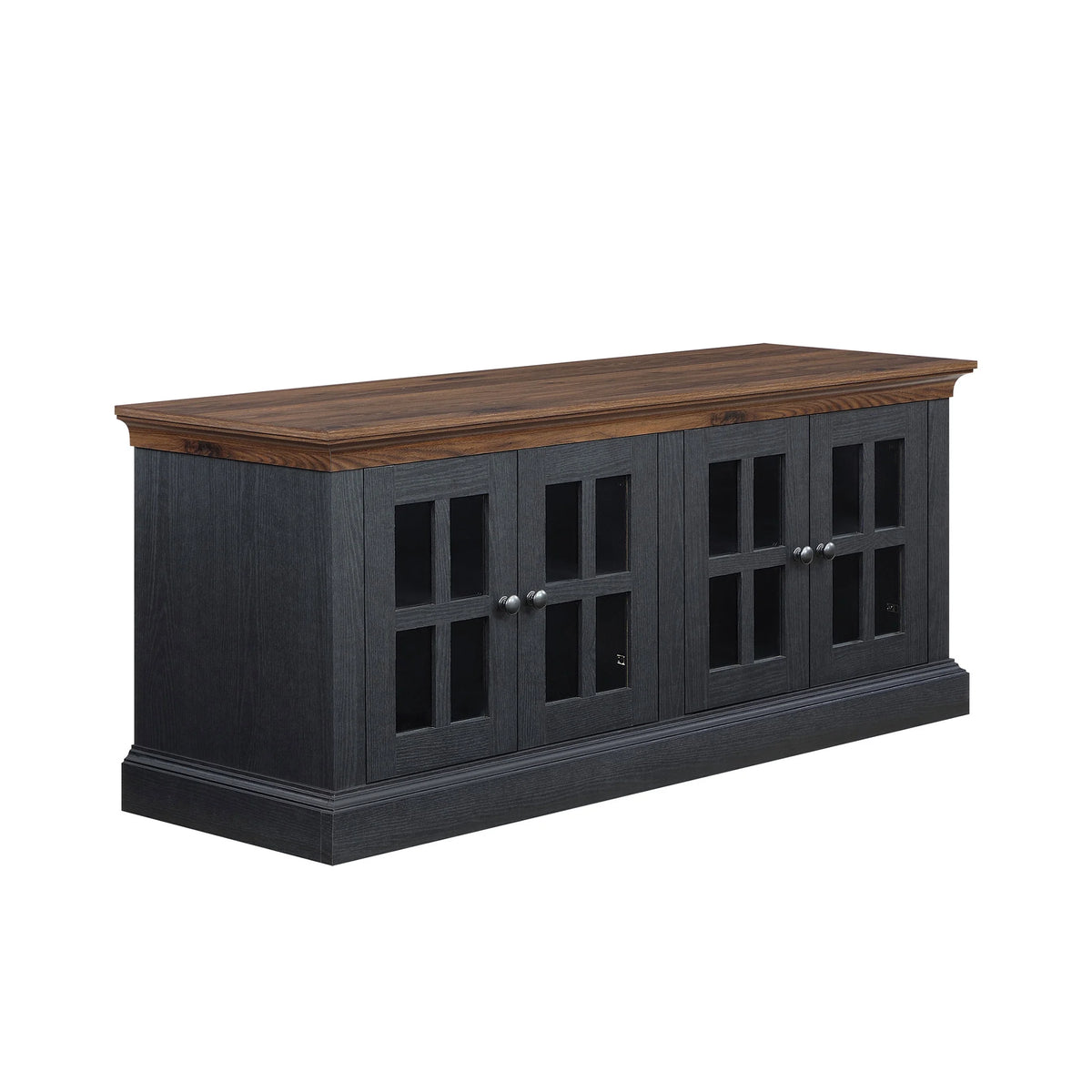 4-door TV Stand for TVs up to 85", White/Walnut Finish B455757